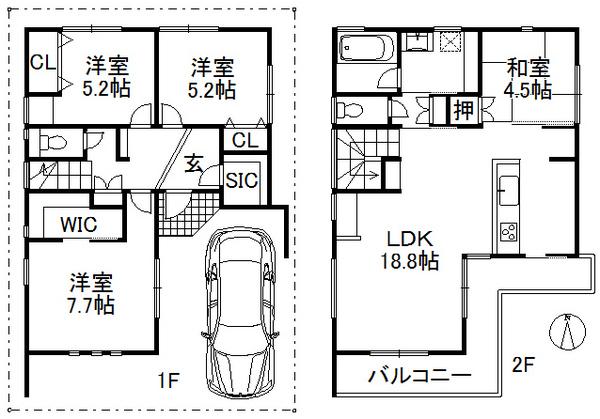 Floor plan. 42,800,000 yen, 4LDK, Land area 90.04 sq m , Building area 99.42 sq m