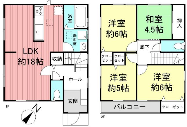 Floor plan. 46,800,000 yen, 4LDK, Land area 120.2 sq m , Building area 96.04 sq m