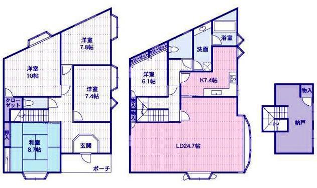 Floor plan. 44,500,000 yen, 4LDK + S (storeroom), Land area 189.91 sq m , There is garage in the warehouse dug building area 216.36 sq m Water storage tank Yes. There is also some view.