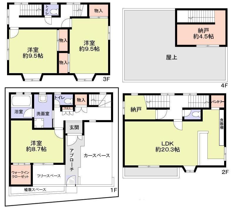 Floor plan. 34,800,000 yen, 3LDK + 2S (storeroom), Land area 82.35 sq m , Building area 137.22 sq m
