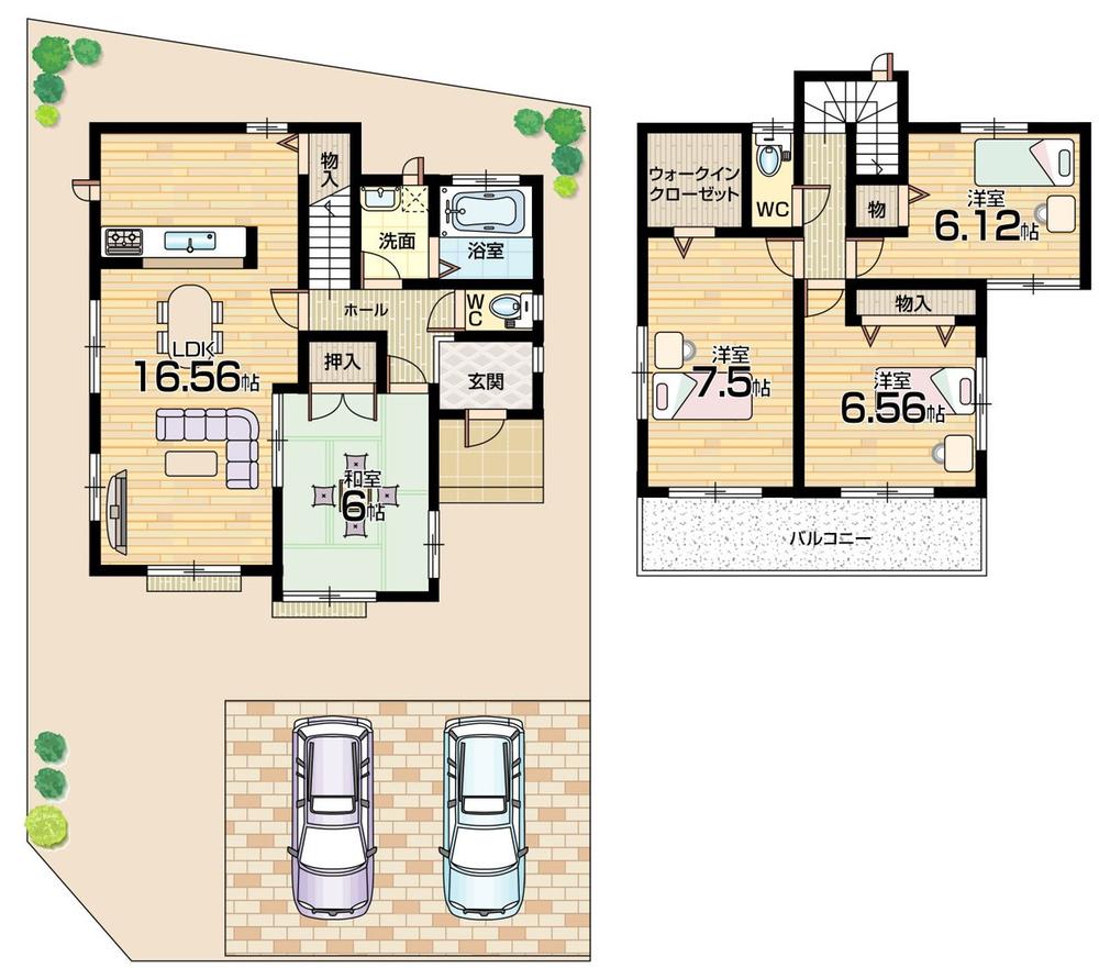 Floor plan. (B No. land), Price 22,800,000 yen, 4LDK, Land area 163.74 sq m , Building area 100.5 sq m
