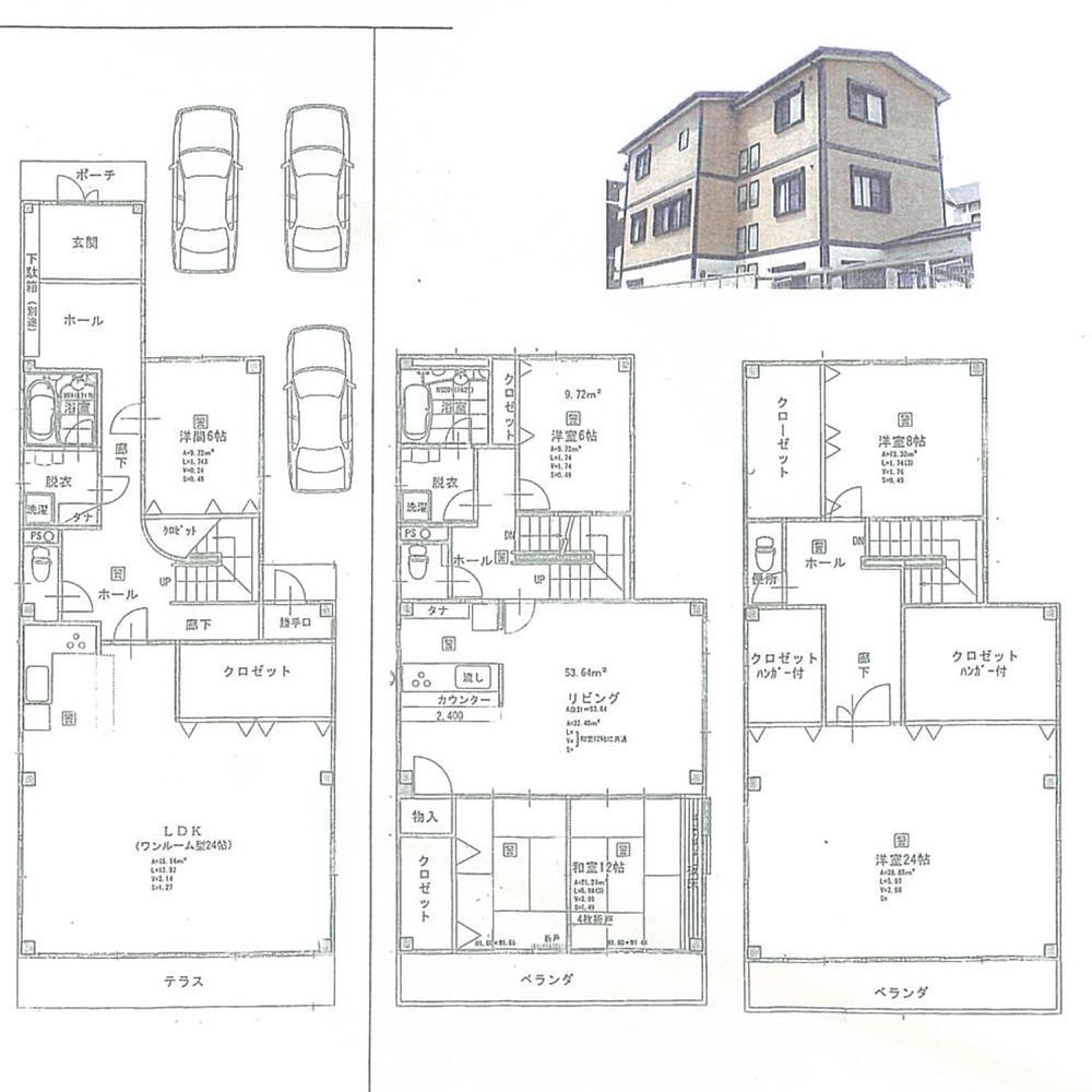 Floor plan. 100 million 18 million yen, 6LLDDKK, Land area 242.76 sq m , Building area 277.44 sq m