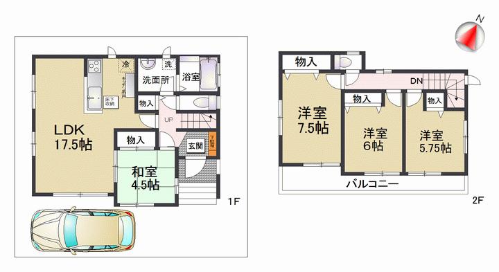 Floor plan. 46,800,000 yen, 4LDK, Land area 96.8 sq m , Building area 96.88 sq m