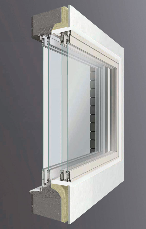 Building structure.  [Double sash] Some opening of some dwelling unit ( ※ To), Employing a double sash than the outside windows and aluminum of aluminum sash combines inner window of lower resin sash thermal conductivity. It is possible to suppress the leakage of sound from external noise transmitted and in the dwelling unit, Cooling and heating efficiency is also enhanced by the excellent thermal insulation performance, Also realize energy-saving effect. Also reduced significantly the occurrence of unpleasant condensation ※ C ・ Dr ・ D type of living ・ dining, Dr ・ D type of kitchen, C type of Western-style (3), F type of Western-style (2) will be the north side only (conceptual diagram)