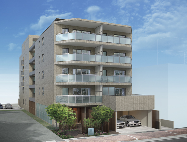 Buildings and facilities. Form design depicting the light beige of bright modern taste as keynote. By using a high-quality same tile, It is the appearance of the overall coherent impression. Also, Using the glass on the balcony handrail wall, Refined clarity and agility have been made. It emphasizes the horizontal line by the eaves and the slab of the upper part, Neat space has been shaped to a certain sense of stability (Exterior view)