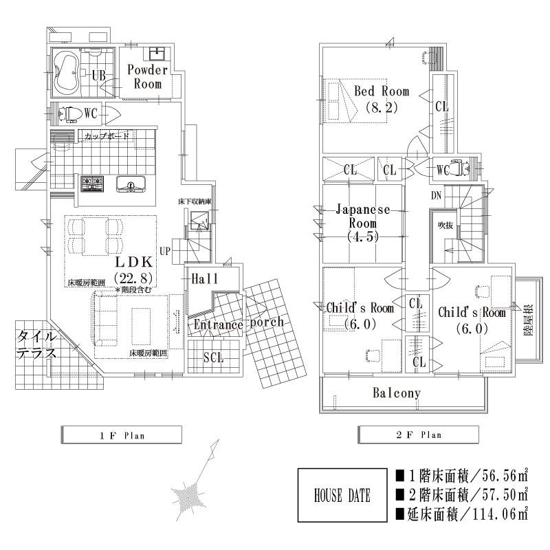 Floor plan. (No. 1 point), Price 78,700,000 yen, 4LDK, Land area 153.78 sq m , Building area 114.06 sq m