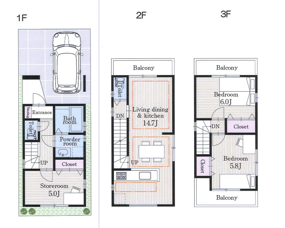 Floor plan. 29,800,000 yen, 3LDK, Land area 49.73 sq m , Building area 85.37 sq m