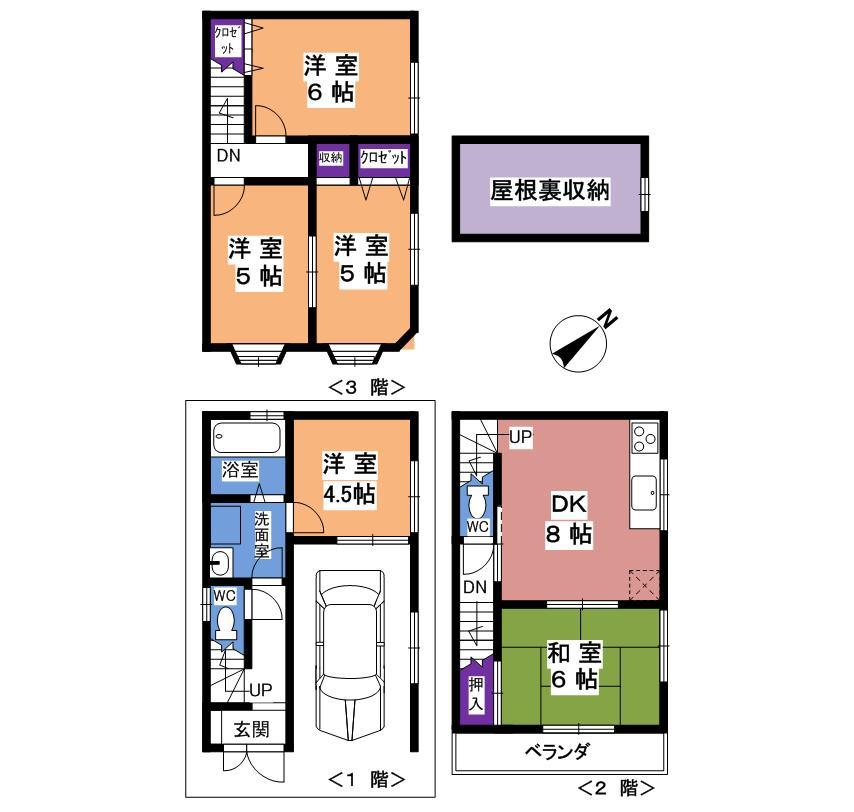 Floor plan. 24.5 million yen, 5DK + S (storeroom), Land area 40.15 sq m , Building area 88.73 sq m
