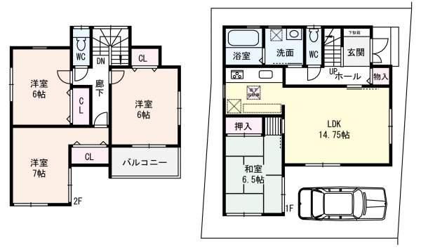 Floor plan. 35,800,000 yen, 4LDK, Land area 94.9 sq m , Building area 95.58 sq m