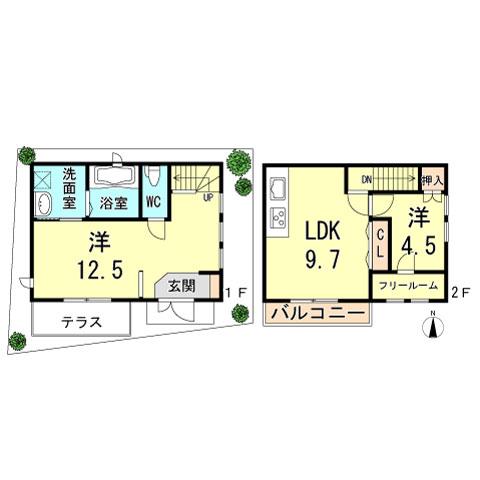 Floor plan. 25,800,000 yen, 2LDK, Land area 61.8 sq m , Building area 70 sq m