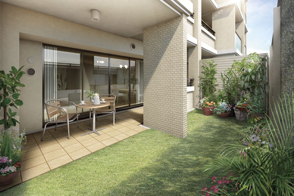 balcony ・ terrace ・ Private garden.  [Private garden] Privacy resistance was also emphasized, You can Enlightenment that a tee time with a dedicated garden of only their own (Rendering)