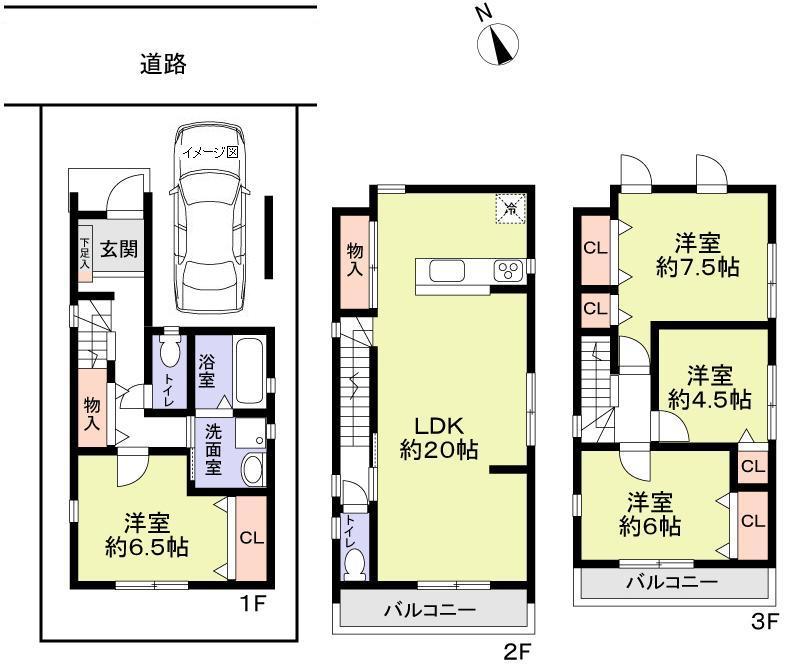 Floor plan. 43,800,000 yen, 4LDK, Land area 67.6 sq m , Building area 109.35 sq m floor plan