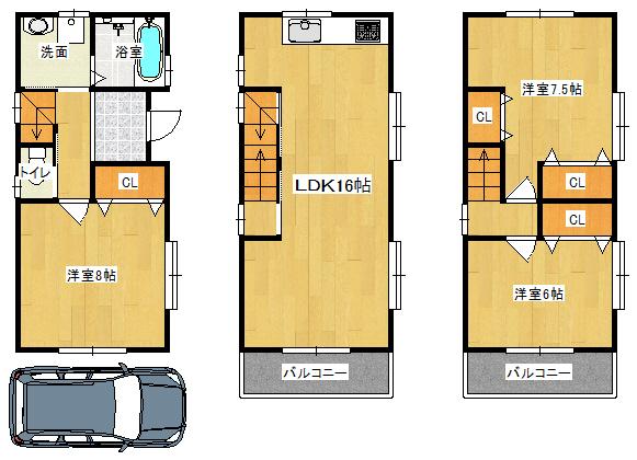 Floor plan. 28.8 million yen, 3LDK, Land area 49.86 sq m , Building area 86.67 sq m ◆ Floor plan