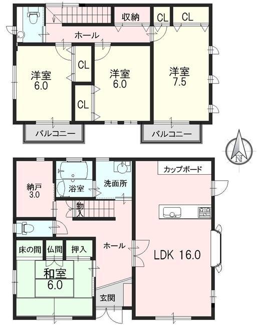 Floor plan. 23.8 million yen, 4LDK + S (storeroom), Land area 208.93 sq m , It is a good floor plan design of the building area 115.09 sq m housework flow line.