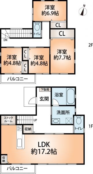 Floor plan. 49,300,000 yen, 4LDK, Land area 120 sq m , Building area 111 sq m ■ Mato drawings ■ It was maintained at 17 pledge to living as a relaxation space spacious. Floor heating installation.