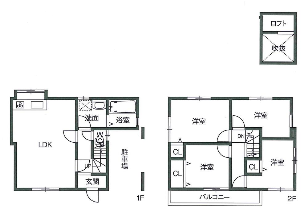 Floor plan. 27,800,000 yen, 4LDK, Land area 57.98 sq m , There is a building area of ​​66.21 sq m Pledge LDK12, Loft and attic with storage of about 3 quires minutes to 4LDK.