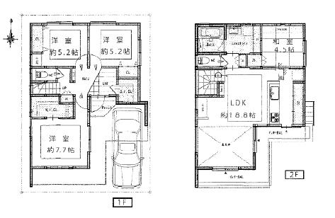Floor plan. 42,800,000 yen, 4LDK + S (storeroom), Land area 90.04 sq m , Building area 99.42 sq m