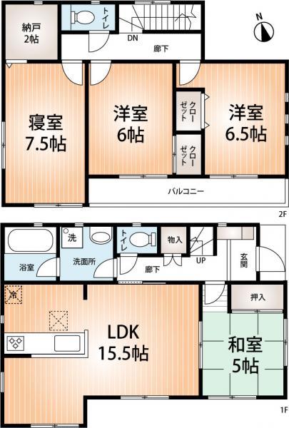 Floor plan. 34,800,000 yen, 4LDK, Land area 99.08 sq m , Building area 100.03 sq m