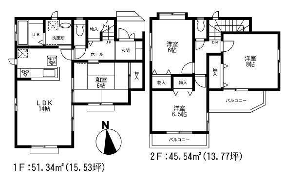 Floor plan. 41,800,000 yen, 4LDK, Land area 108.72 sq m , Building area 96.88 sq m