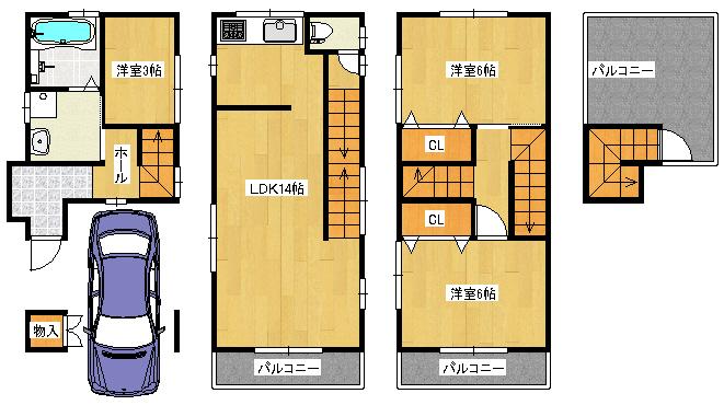 Floor plan. 28.8 million yen, 2LDK + S (storeroom), Land area 46.11 sq m , Building area 86.95 sq m   ◆ Floor plan