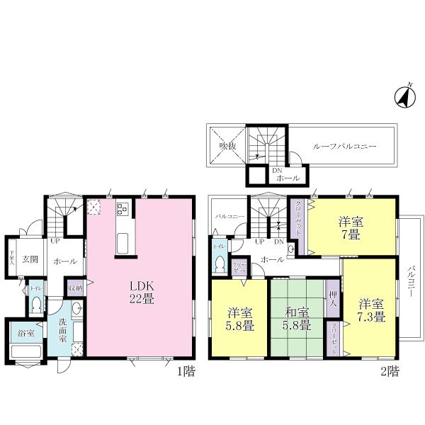 Floor plan. 59 million yen, 4LDK, Land area 198.35 sq m , Building area 121.05 sq m