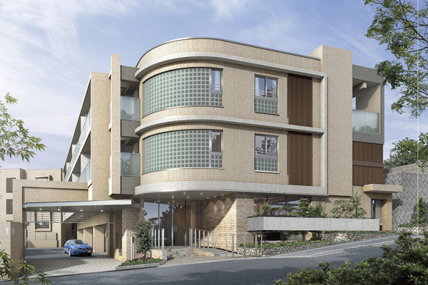 Features of the building.  [appearance] Design in harmony with elegant mansions with cherish the rich and mellow nature. A sophisticated color tone of the tiles shine in green-toned color scheme of gray and white, Overall it has been finished in natural images (Rendering)