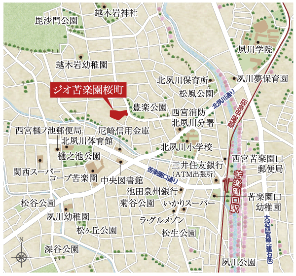 Surrounding environment. Local guide map