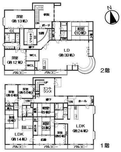 Floor plan. 200 million 69 million yen, 9LDK, Land area 560.98 sq m , Building area 414.17 sq m