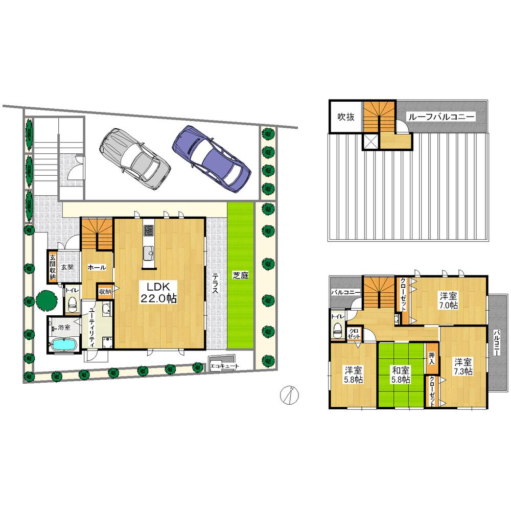 Floor plan. 64,500,000 yen, 4LDK, Land area 197.7 sq m , Building area 121.05 sq m