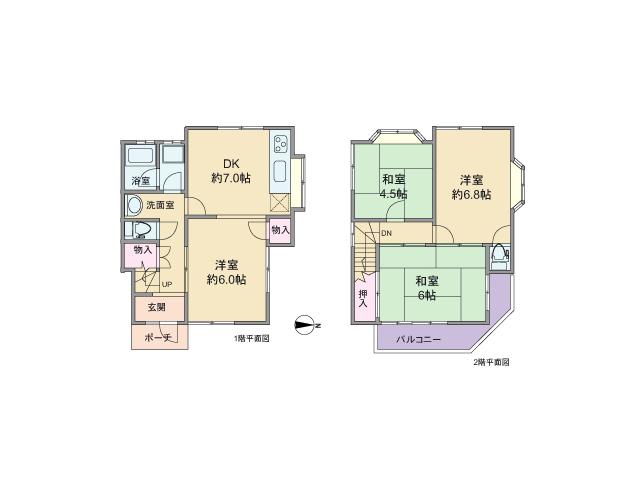 Floor plan. 12.8 million yen, 4DK, Land area 51.49 sq m , Building area 64.19 sq m floor plan