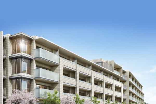 Features of the building.  [appearance] "Kurakuenguchi" Station 8-minute walk. Cherry blossoms, Area of ​​adoration nestling in Shukugawa park. It arranged a row of cherry blossom trees of about 100m to decorate the town, "new ・ Sakura Street District "(Rendering)