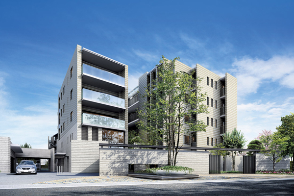 Features of the building.  [appearance] Space of Yingbin filled to clear the, Mansion specification decorate this land. Introduction fence the trees to set back space, Installing the gate. While directing the affluent spread, I feel the depth of the mansion unique to ensure the privacy "structure" has been planning (Rendering)