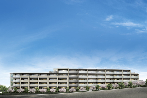 Features of the building.  [appearance] And followed by a row of cherry blossom trees, Simple and elegant appearance, which spread to the southeast. Light-up is also planned in the evening, You can Enlightenment be a fantastic scene (Rendering)