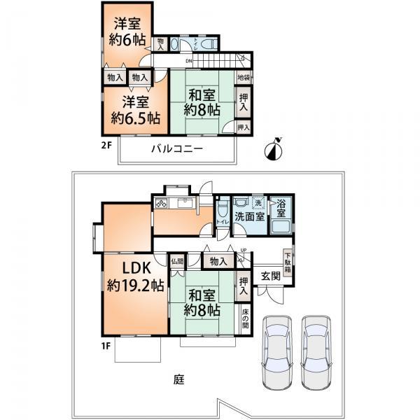 Floor plan. 20,900,000 yen, 4LDK, Land area 191.87 sq m , Building area 121.51 sq m local building floor plan