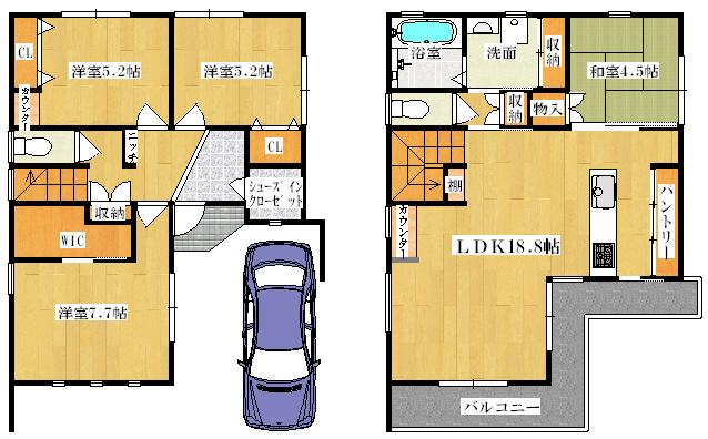 Floor plan. 42,800,000 yen, 4LDK, Land area 90.04 sq m , Building area 99.42 sq m   ◆ Floor plan