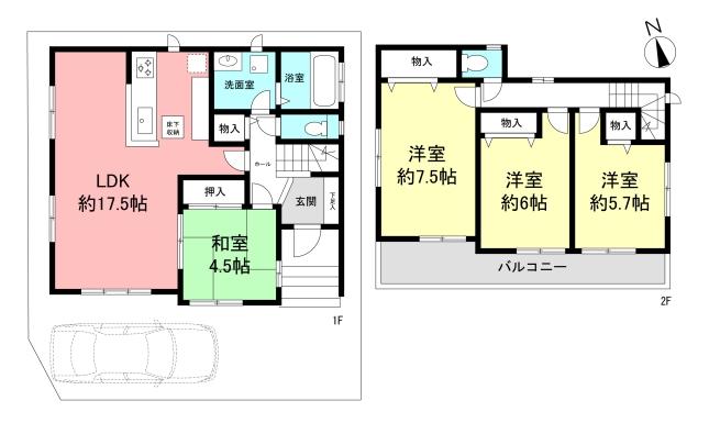 Floor plan. 46,800,000 yen, 4LDK, Land area 96.8 sq m , Building area 96.88 sq m Floor