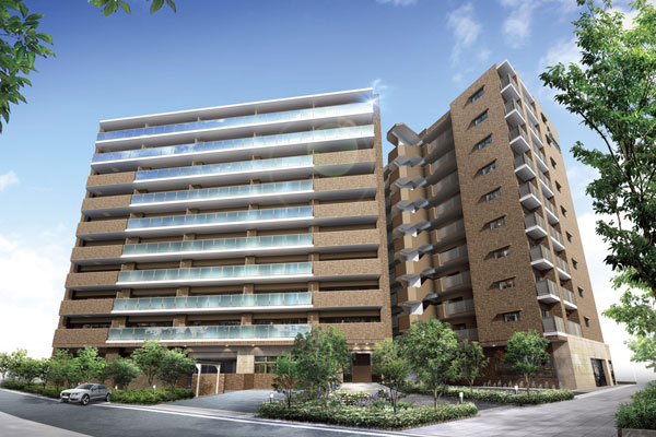 Buildings and facilities. Building of spacious grounds in sedately standing two buildings construction. The whole is a square form in symmetry with a sense of stability, Modeling to shoot a solid presence in the city. I think proud to live here, It is the appearance of affection and satisfaction increases (Exterior view)