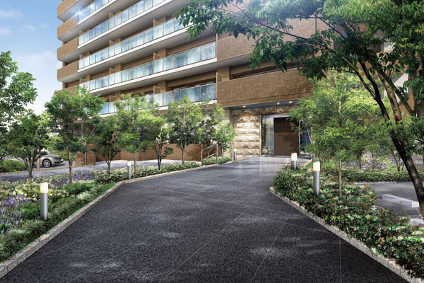 Buildings and facilities. To ensure sufficient space from the sidewalk to the entrance, Entrance approach to guide the people relax and have is provided (Entrance approach Rendering)