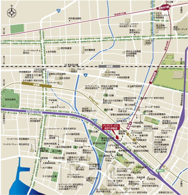 Surrounding environment. Imazu Station to a variety of shopping facilities gather. It is satisfied life needs of everyday, You can enjoying the day-to-day of light in the smart (local guide map)
