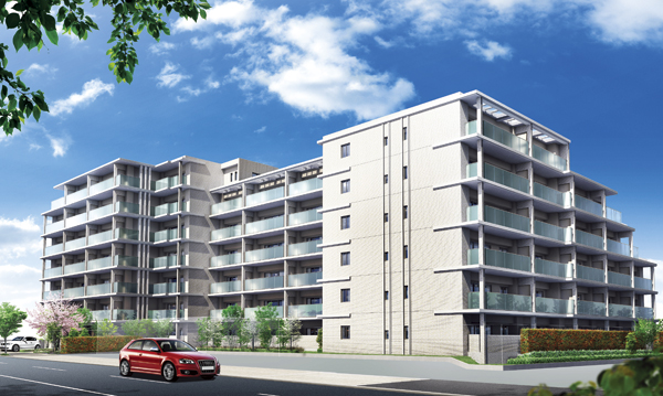 Features of the building.  [appearance] The basic color of the building is a pale beige with deep that floating luxury, Create an appearance with calm by unifying the appearance at the White system. Also, Through the white horizontal line in order to put the change in the design, The layers of the balcony railing has been adopted by the glass material (except for some). Also taking into account the urban and modern decorative in heavy, We finished in the appearance to be proud of forever as a new landscape of the city (Rendering)