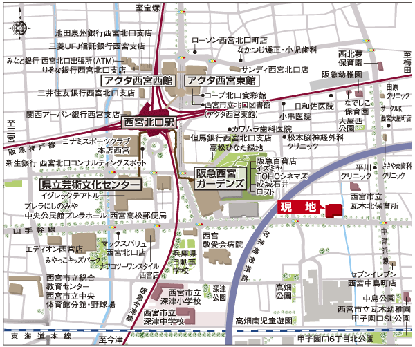 Surrounding environment. Local guide map