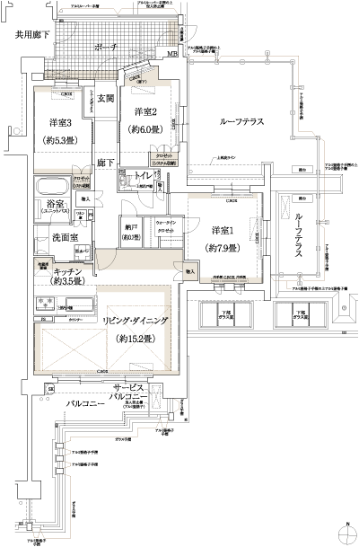 Floor: 3LDK + N, the occupied area: 86.61 sq m, Price: 57,901,000 yen