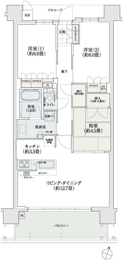 Floor: 3LDK + storeroom, occupied area: 74.42 sq m, Price: TBD