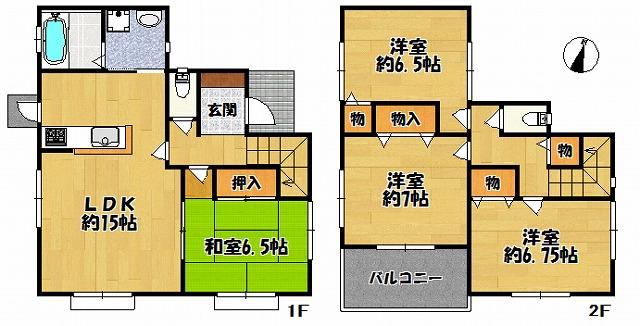 Floor plan. (E Building), Price 21,800,000 yen, 4LDK, Land area 150.31 sq m , Building area 98.12 sq m