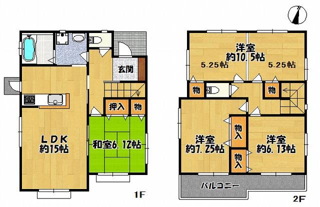 Floor plan. (H Building), Price 20.8 million yen, 4LDK, Land area 150 sq m , Building area 104.74 sq m