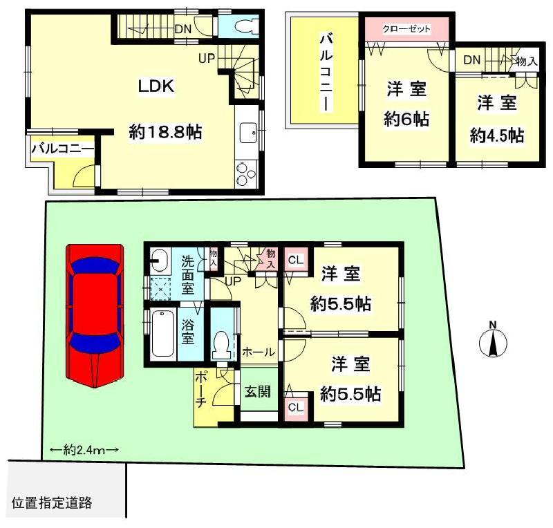 Floor plan. 39,800,000 yen, 4LDK, Land area 93.92 sq m , Building area 92.43 sq m