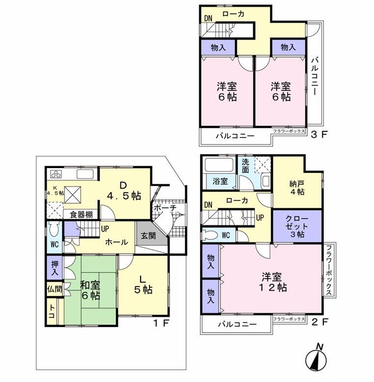 Floor plan. 33,800,000 yen, 4LDK + S (storeroom), Land area 85.7 sq m , Building area 132.48 sq m