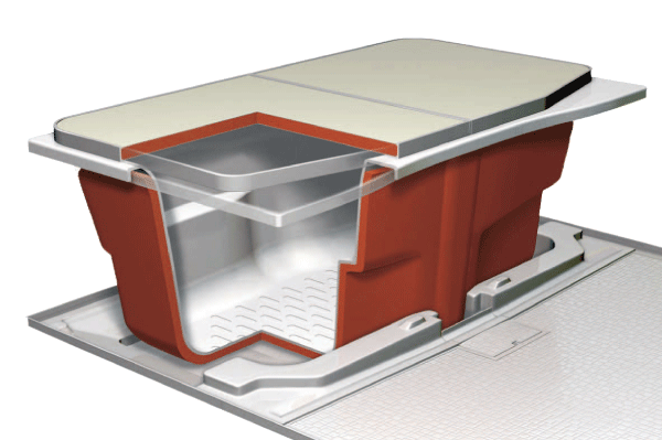 Bathing-wash room.  [Warm bath] By a dedicated bath lid and tub insulating material, Hot water is difficult tub cold. It eliminates the need of reheating, Utility costs, you can save (conceptual diagram)