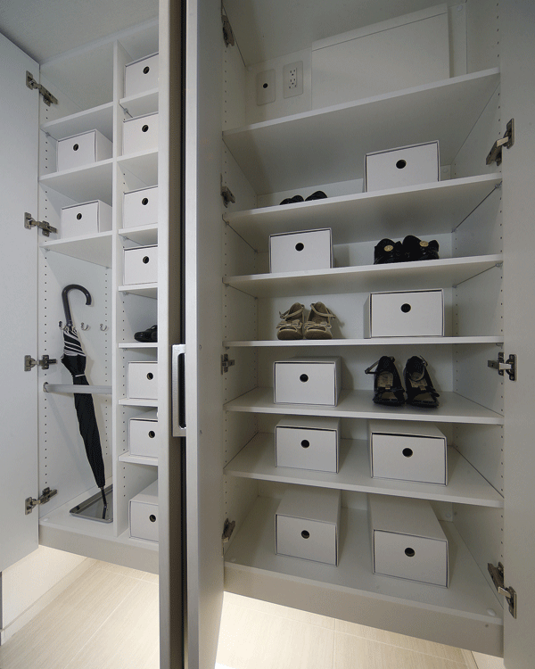 Receipt.  [Shoe box] Not only the footwear abundantly can stock, Long object, such as umbrella and boots also clean and can be stored. It does not detract from the entrance of aesthetics (same specifications / Some type)