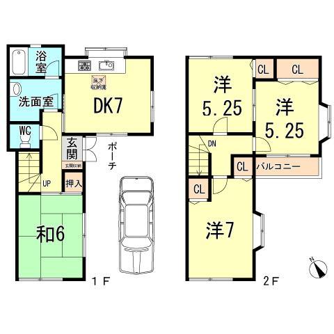Floor plan. 24 million yen, 4DK, Land area 69.54 sq m , Building area 61.51 sq m